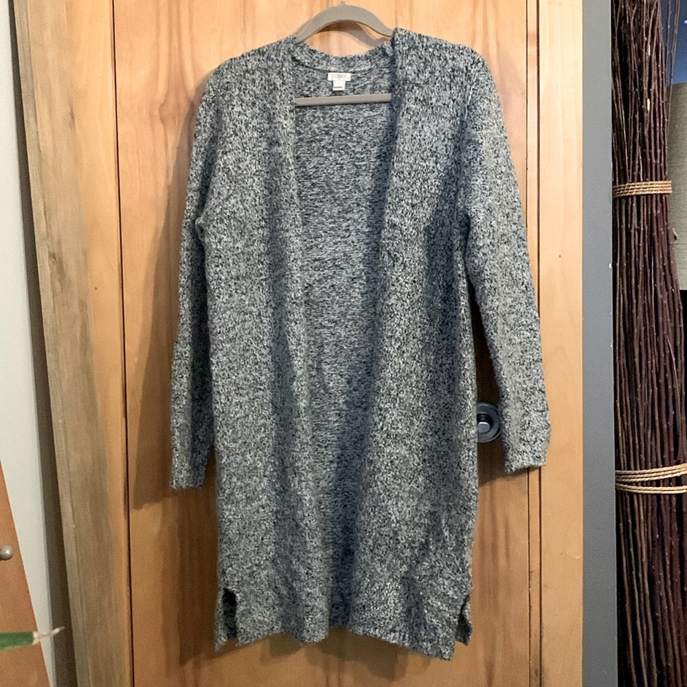 J CREW - Long Wool-blend Heathered Grey Cardigan